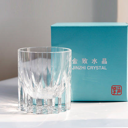 JP-091  200 ml  Heavy and Thick Bottom Transparent K9 Crystal Glass Tumblers---Hand engraved asterism Patterns