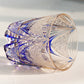 JP-115 32 cl Handcrafts Blue Amber Multilayer Colored Crystal Glass Whisky Tumbler Edo Kiriko's  Hand Cutting Sail And Chrysanthemum Mesh Edo Kiriko Old Fashioned Glass With Gift Box