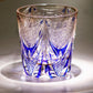 JP-115 32 cl Handcrafts Blue Amber Multilayer Colored Crystal Glass Whisky Tumbler Edo Kiriko's  Hand Cutting Sail And Chrysanthemum Mesh Edo Kiriko Old Fashioned Glass With Gift Box
