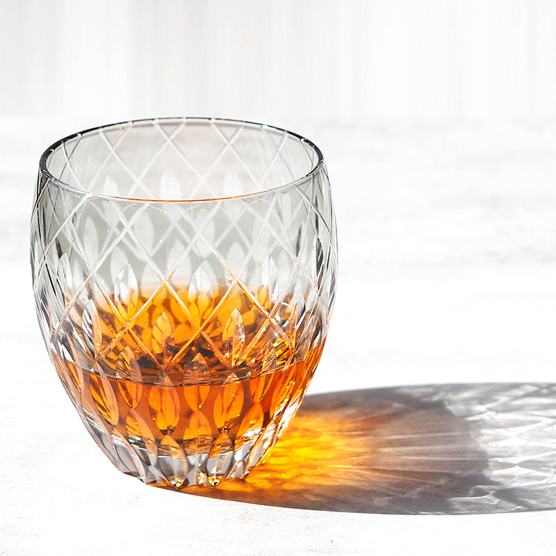 Smoke Grey Teardrop Diamond Grid Edo Kiriko Globe Tumbler
