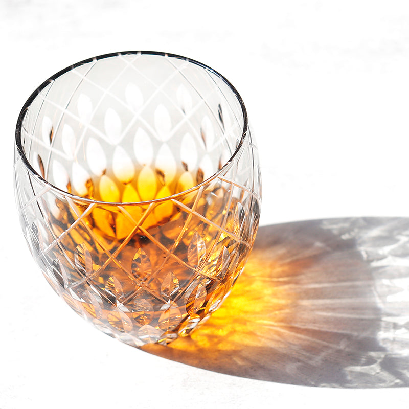 Smoke Grey Teardrop Diamond Grid Edo Kiriko Globe Tumbler