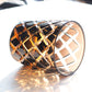 JP-026 25 cl Handmade Black and Amber Overlaid Glass Whiskey Tumbler With Hand Engraved Diamond Crossing Pattern