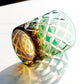 JP-026 25 cl Handmade Green and Amber Overlaid Glass Whiskey Tumbler With Hand Engraved Diamond Crossing Pattern