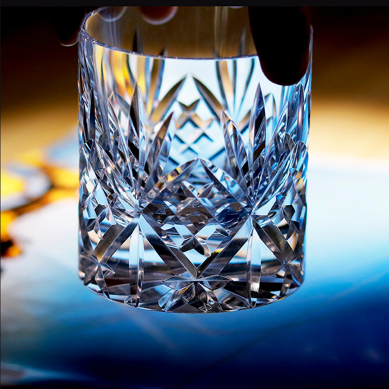 JP-128 Handmade Classic K9 Crystal Glass Sazerac Whiskey Glasses Edo Kiriko Heavy and Thick Bottom Rock Glass K9 Crystal Glass Cocktail Tumblers