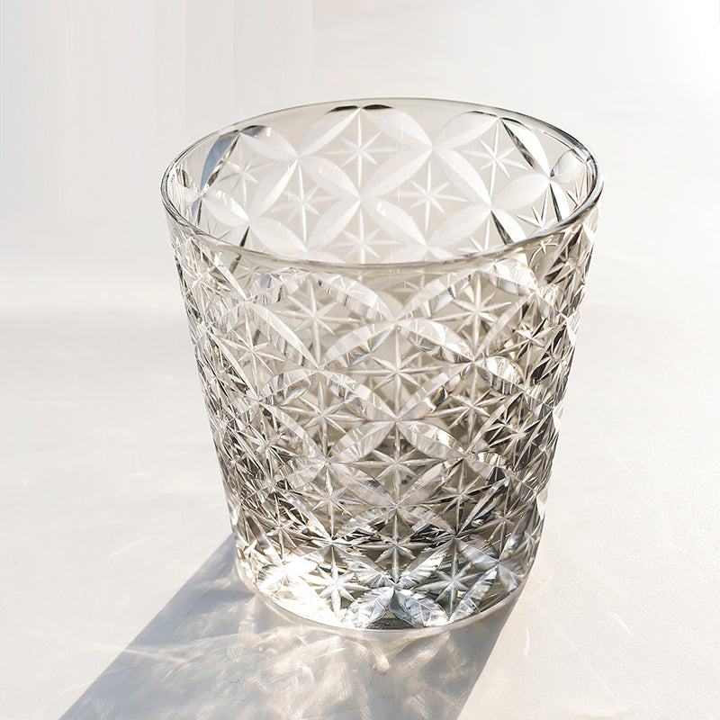 Grey Whiskey Glass Tumbler Hand Cut Stars 12oz