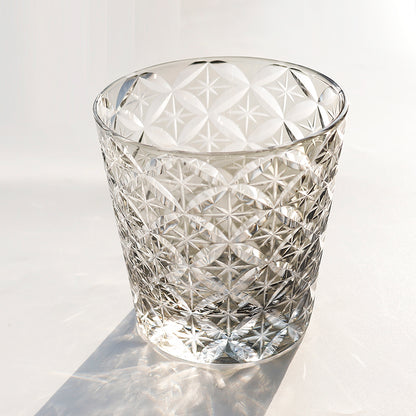 Grey Whiskey Glass Tumbler Hand Cut Stars 12oz