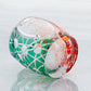 JP-077 Green Red Edo Kiriko Style Whiskey Glass Tumblers Adorned With Hand Carved Chrysanthemum Mesh and Balls