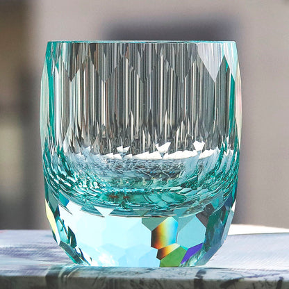 JP-089 200ml Edo Kiriko's Light Green K9 Crystal Glass Whiskey Tumbler Thick Bottom With Gift Box