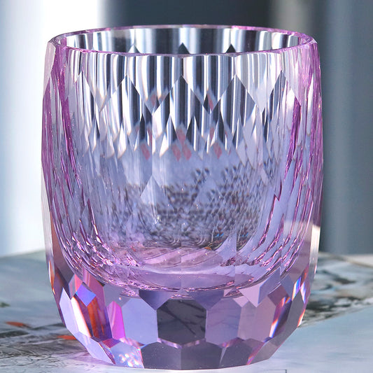 JP-089 200ml Hand Cut And  Purple K9 Crystal Glass Tumbler For Cocktail Juice Sazerac Whiskey Glass Tumbler
