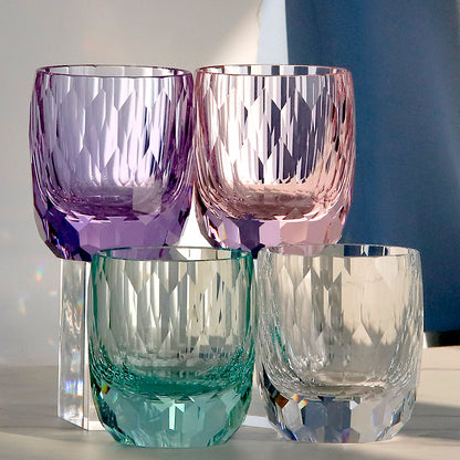 JP-089 200ml Hand Cut And  Purple K9 Crystal Glass Tumbler For Cocktail Juice Sazerac Whiskey Glass Tumbler