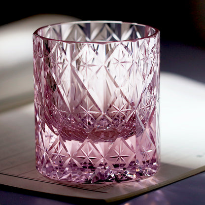 K9 Crystal Whiskey Glasses Edo Kiriko Rock Glass 7oz Pink