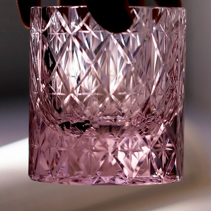 K9 Crystal Whiskey Glasses Edo Kiriko Rock Glass 7oz Pink
