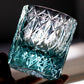JP-129  Blue Green Oceans Of Stars K9 Crystal Glass Whiskey Tumbler Edo Kiriko Rock Glass Hand Cutting Blue Green Crystal Glass Cocktail Tumblers 200ml