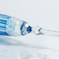 JP-098  Creative Vintage Hand Cut To Clear Smokey Blue Tinted Crystal Glass Champagne Flutes 5 oz