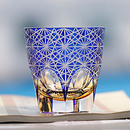 Luxury Lead-Free Crystal Whiskey Glass Set – Blue & Green 320ml