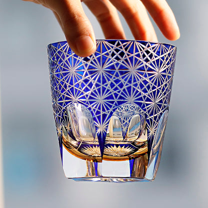 Luxury Lead-Free Crystal Whiskey Glass Set – Blue & Green 320ml