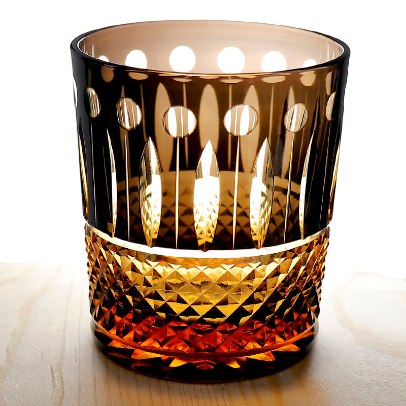 Bohemian Style Diamond Cut Whiskey Glass Black 9oz
