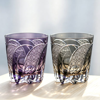 Overlay Petal‑Shaped Hand‑Cut Lead‑Free Tumbler Edo‑Kiriko Whiskey Glass