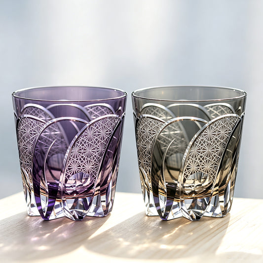 Overlay Petal‑Shaped Hand‑Cut Lead‑Free Tumbler Edo‑Kiriko Whiskey Glass