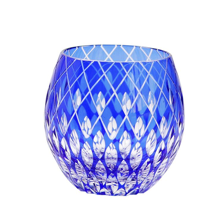 Hand-Cut Edo Kiriko Rounded Globe Whiskey Tumbler