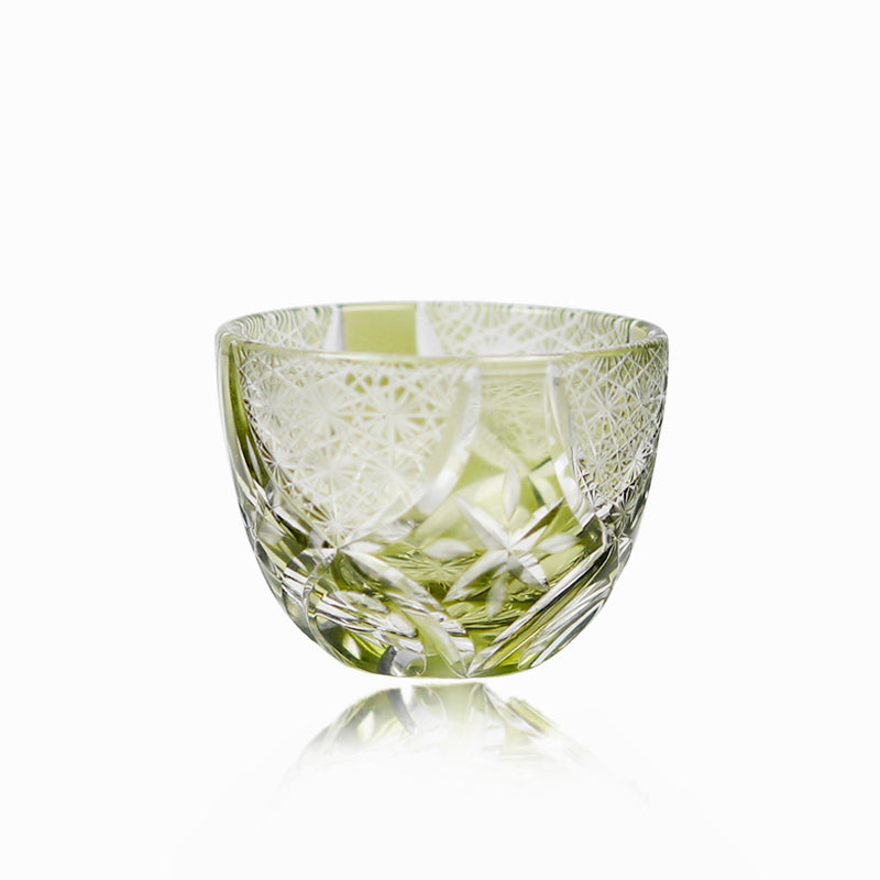 Flower Edo Kiriko Sake Glass Lead-Free Cut-to-Clear