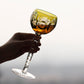 JP-099  8.5oz Handmade Bohemia Wine Glass Goblet Chartreuse With Hand Engraved Grapes Deisgn