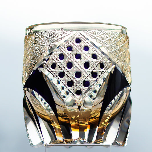 JP-015 Japanese Style Edo Kiriko Handcrafted  Dark Black Purple Knight Whisky Glass With Gift Box