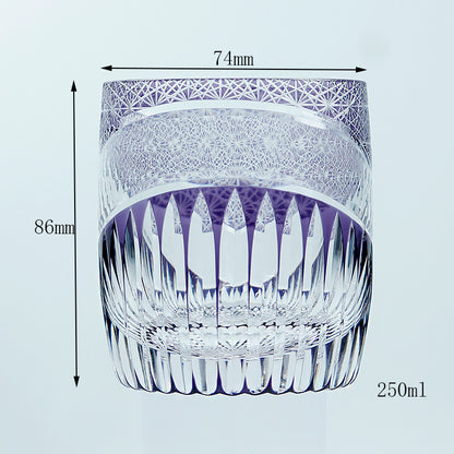 JP-103 250ml 8.5oz Purple Japanese edo kiriko hand engrave whiskey glass tumbler barrel-shaped old fashioned glass tumbler with gift box free shipping