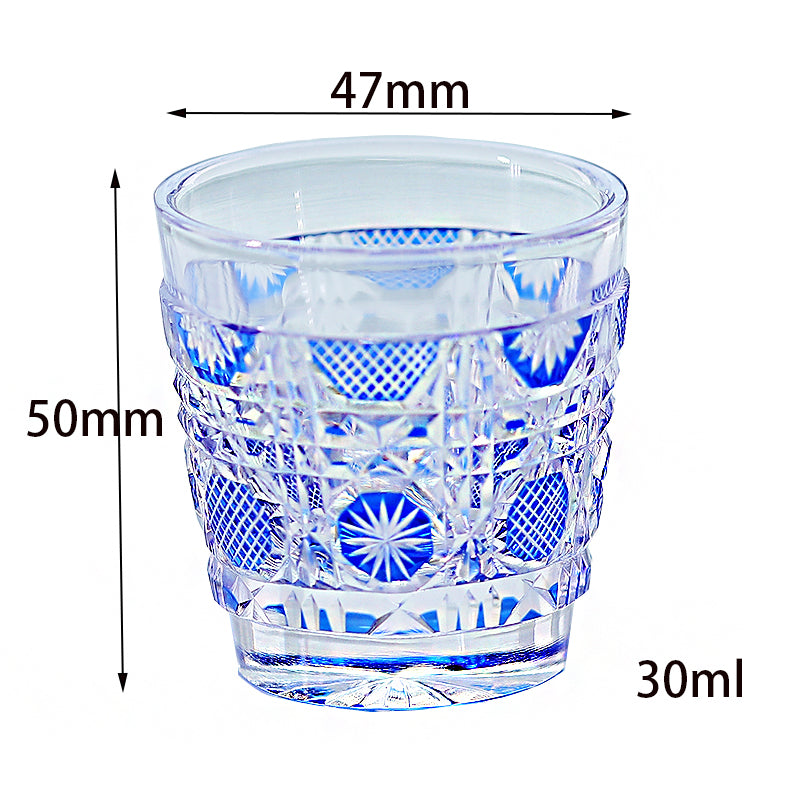 QJ-07 New Dark Blue 35ml edo kiriko sake glass 1 oz min shot glasses for whiskey, vodka, tequila