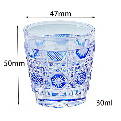 QJ-07 New Dark Blue 35ml edo kiriko sake glass 1 oz min shot glasses for whiskey, vodka, tequila