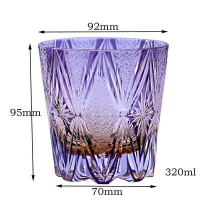JP-013  320ml  Handcrafted Purple  Edo Kiriko Whisky Glass Tumbler With Gift Box