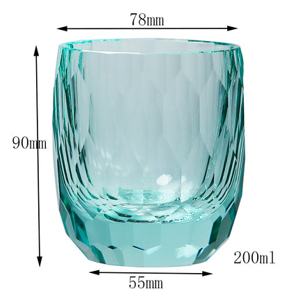 JP-089 200ml Edo Kiriko's Light Green K9 Crystal Glass Whiskey Tumbler Thick Bottom With Gift Box