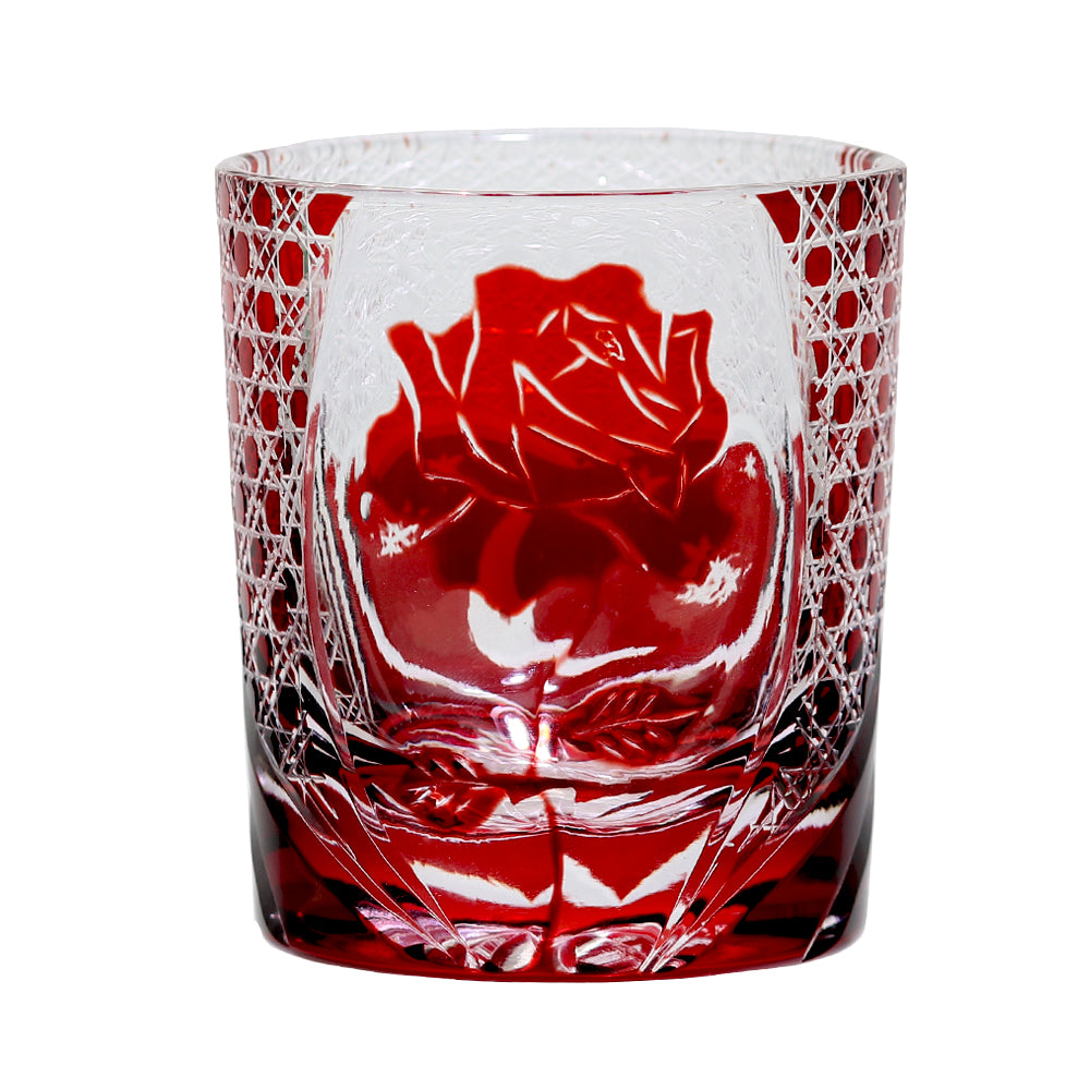 Red Rose With Heart Edo Kiriko Glass