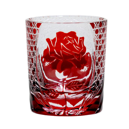 Red Rose With Heart Edo Kiriko Glass