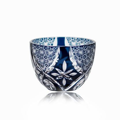 Flower Edo Kiriko Sake Glass Lead-Free Cut-to-Clear