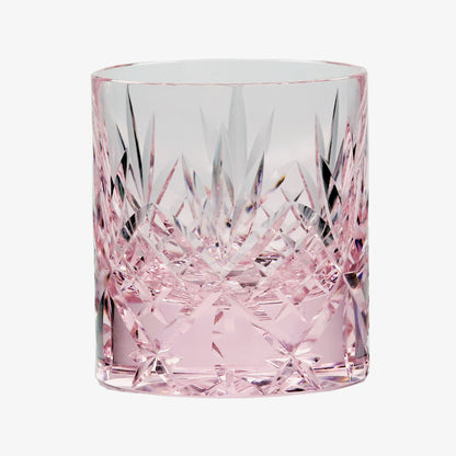 JP-128 Handmade Pink Whiskey Tumbler K9 Crystal Glass Sazerac Whiskey Glasses Edo Kiriko's K9 Crystal Glass Cocktail Tumblers