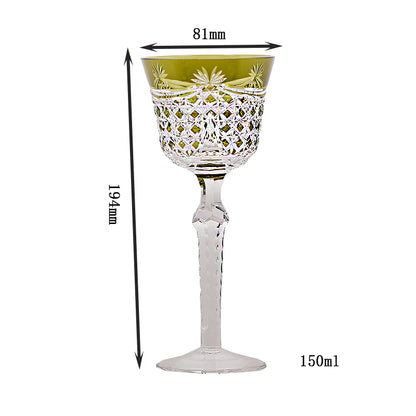 Hand-Cut Crystal Liqueur/Wine Glass Green