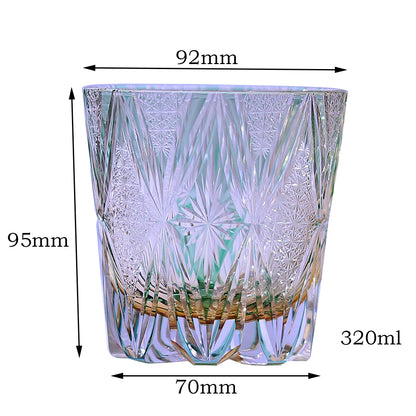 JP-013  320ml Handcrafted Green Edo Kiriko Whisky Glass Tumbler With Gift Box
