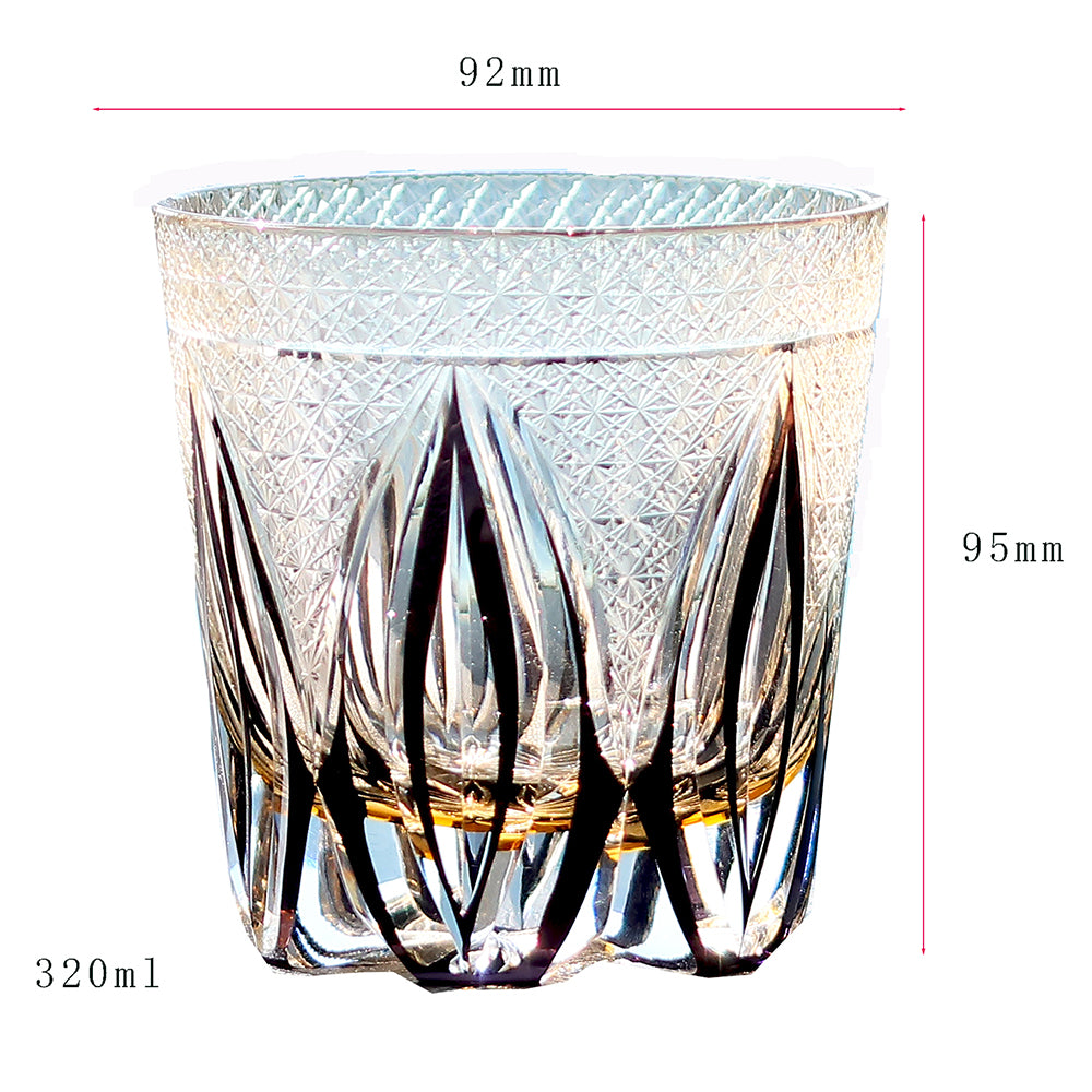 JP-011 320ml  Edo Kiriko Handcrafted Purple Flame Whisky Glass With Gift Box