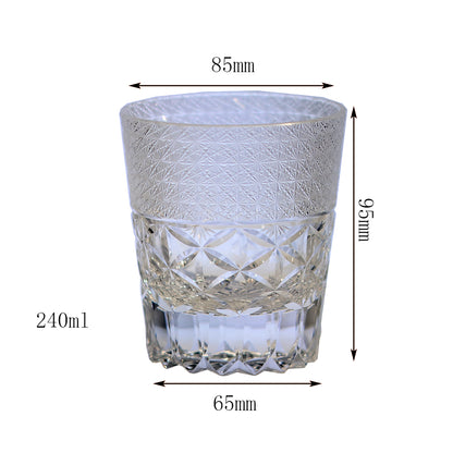 JP-125 240 ml Japanese Style Edo Kiriko K9 Crystal Whisky Glass Tumbler with Chrysanthemum Design