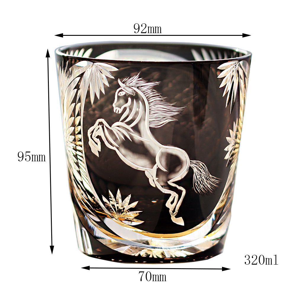 Galloping Horse Whiskey Glass Black 11oz