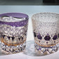 JP-106 32 cl Handcrafts Japanese Style Purple Amber Crystal Glass Whiskey Tumbler Edo Kiriko's Chrysanthemum Mesh And Globular Design With Gift Box