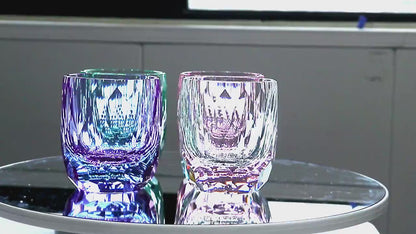 JP-089 200ml Edo Kiriko's Light Green K9 Crystal Glass Whiskey Tumbler Thick Bottom With Gift Box