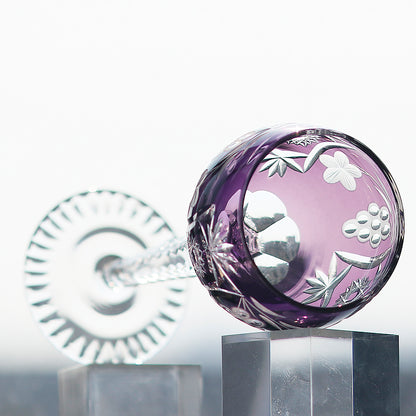 JP-099 240ml Handmade Purple Wine Glass Hock Water Glass Goblet Hand Cutting Grapes Deisgn