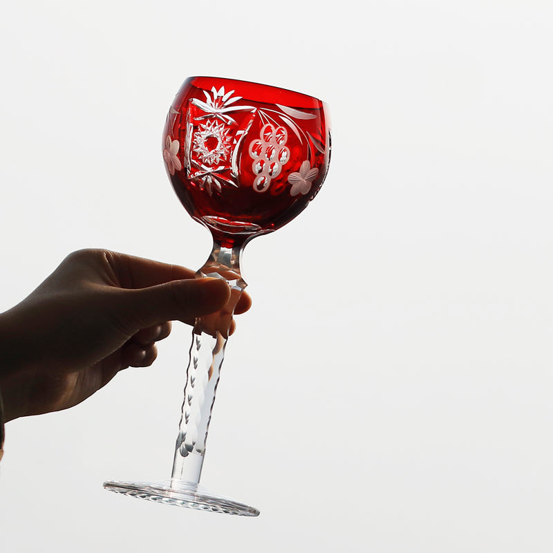 Bohemian Style Crystal Handmade Wine Glass Red