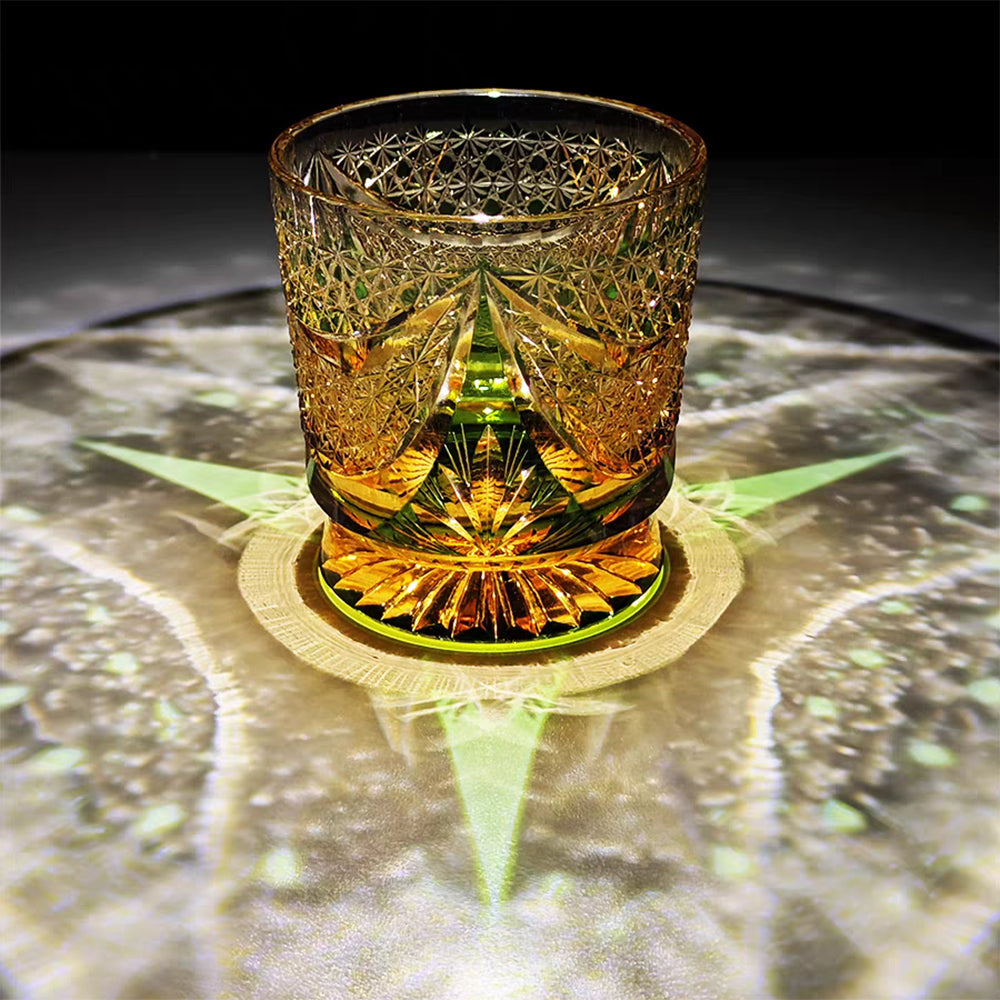 24% Lead Lotus Amber Edo Kiriko Whiskey Tumbler