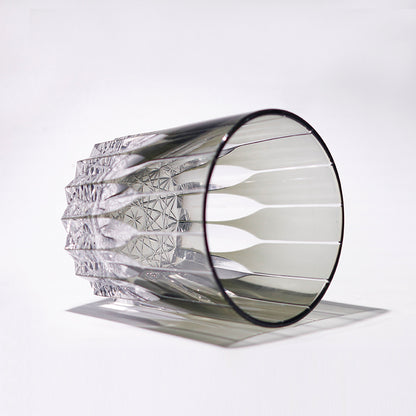 Grey Whiskey Glass Tumbler Hand Cut Asterism 12oz