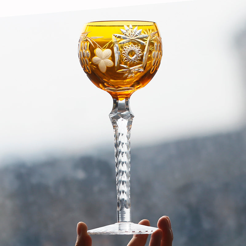 Bohemian Style Crystal Handmade Wine Glass Yellow