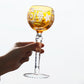 JP-099  8.5oz Handcrafted Bohemia Orange Wine Glass Carved Sunflower and Grapes Deisgn