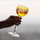 JP-099  8.5oz Handcrafted Bohemia Orange Wine Glass Carved Sunflower and Grapes Deisgn